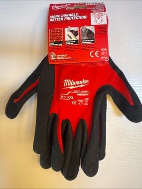 NEW Milwaukee 48-22-8904 Cut Level 1 Nitrile Dipped Work Gloves XXL 11”